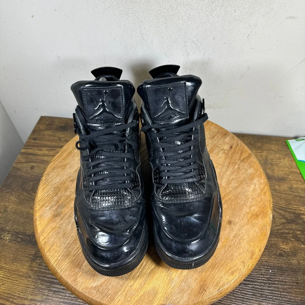 Air Jordan 4 Retro 11Lab4 Mens Black Patent Leather Shoes Size 9 719864-010